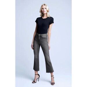 NWD L’AGENCE Size 25 Kendra Cropped Distressed High-rise Flared Jeans Grey